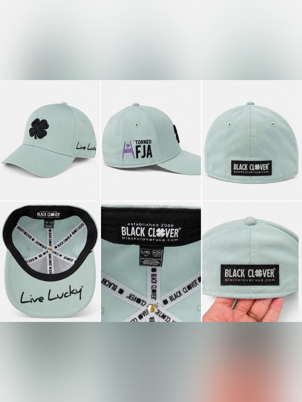 Black Clover Live Lucky Golf Hat L/XL Mint Green Torneo FJA Cap